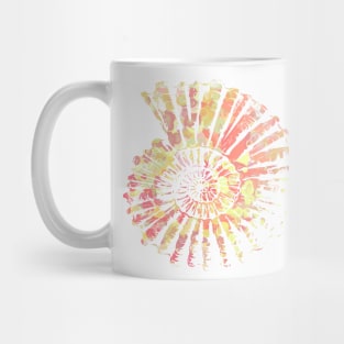 Nautilus Shell Design in Coral and Yellow Paint Pattern Mug